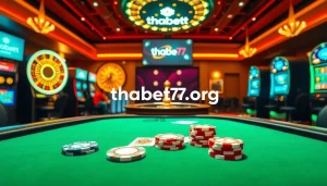 Experience thrilling gameplay at thabet77.org with vibrant casinos, poker tables, and slot machines.