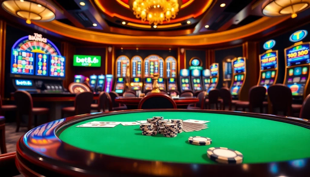 Engaging gameplay experience at bet88 com featuring poker chips, cards, and a roulette wheel.