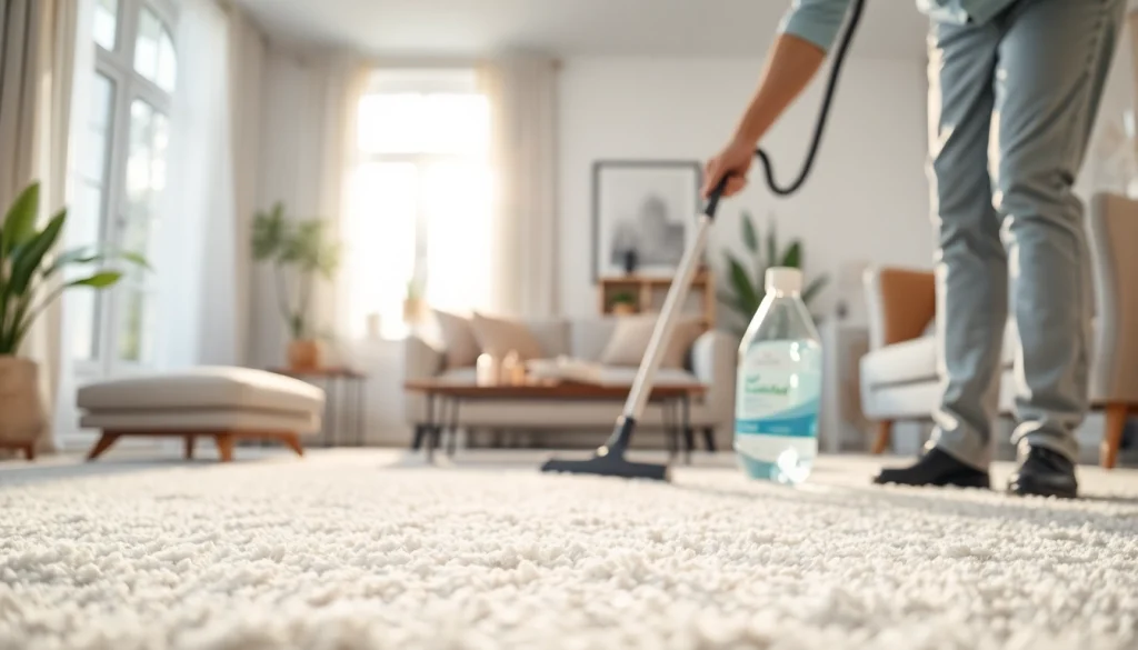 Efficient carpet cleaning lincoln ca performed by a professional in a modern living room setting.