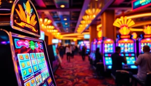 Menang dengan slot deposit 1000 di mesin slot modern yang menarik dan berwarna cerah.