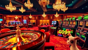 Experience excitement at the GO99 casino with vibrant tables and online gaming interfaces.