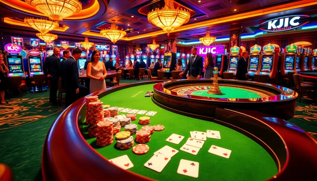 KJC players enjoying an exciting roulette game in a luxury casino setting.