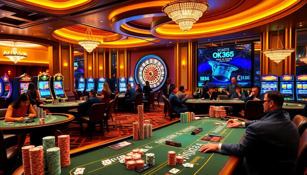 Players enjoying a thrilling game at the OK365 casino, highlighting excitement and luxury.