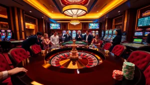 Engage in high-stakes excitement at the MM88 casino gaming table with vibrant decorations.