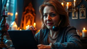 電話占い 当たる: 電話相談に従事するプロのタロット占い師が神秘的な雰囲気を醸し出す。