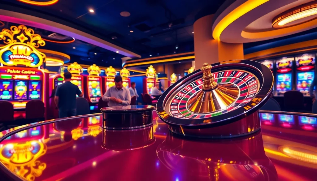 Pahala4D gaming table with vibrant slots and chips, embodying excitement in luxury gambling.