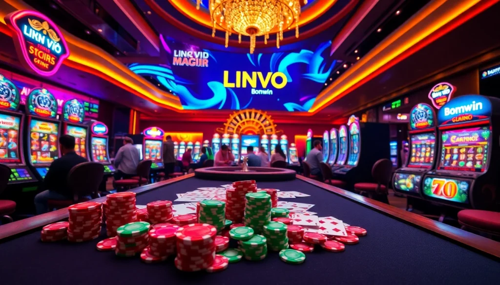 Experience the thrill of LINK VÀO Bomwin at an exciting casino table filled with vibrant games.