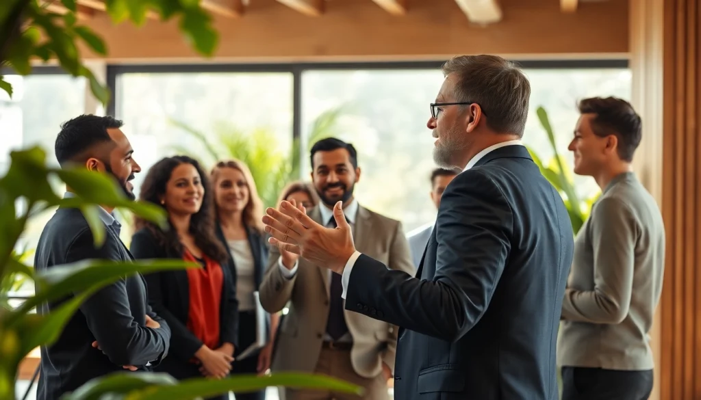 Engaging founder leadership insights shared during a team meeting in a modern office.