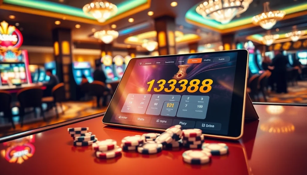 Experience a thrilling BJ388 online gambling session with luxurious casino visuals and active gameplay.