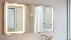 Illuminate your space with a stunning mirror and led lights showcasing modern elegance.