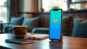 Potato messaging app displayed on a smartphone in a cozy café setting for secure communication.