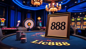 Action-packed gambling at Lc88 casino with vibrant poker chips and roulette wheel.