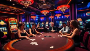 Experience the excitement of HITCLUB with players engaging at luxurious casino tables.