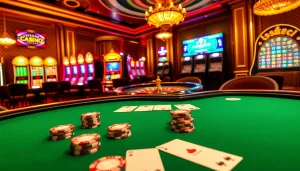 Chiến thắng ở blackjack với những chiếc chip và phiếu cược tại https://luck8.com, thể hiện trải nghiệm casino sang trọng.