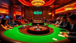 Experience the thrill of SODO gaming with vibrant casino tables and players in action.