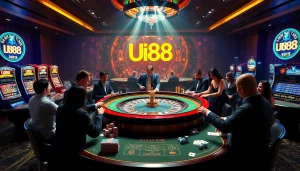 Experience the thrill of gambling with UU88 at a luxurious casino featuring roulette and poker.