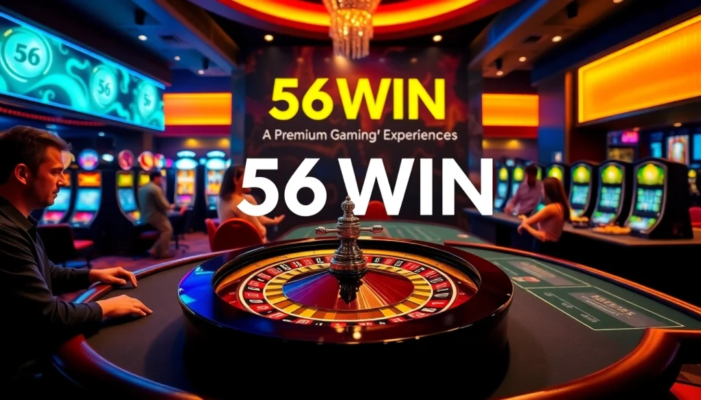 Experience thrilling gameplay at the 56WIN casino with vibrant tables and dynamic slot machines.