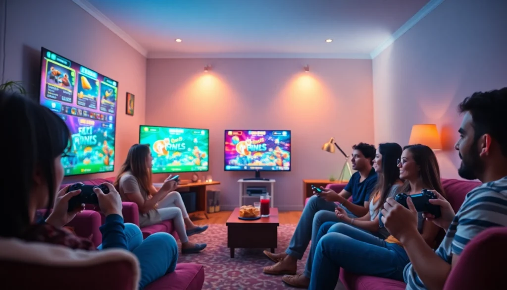 Casual gaming atmosphere at 399W platform, showcasing friends enjoying games together.