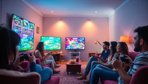 Casual gaming atmosphere at 399W platform, showcasing friends enjoying games together.