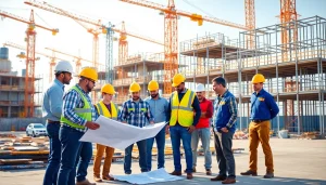 New Jersey Commercial General Contractor leads a diverse team on a vibrant construction site.