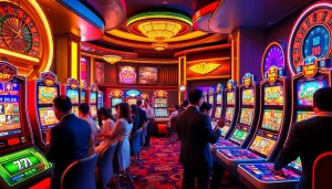 Players enjoying exciting IDN slot games in a luxurious casino atmosphere.