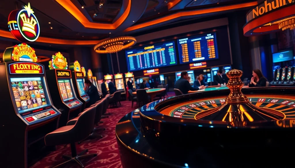 Experience the thrill of NOHULIVE with high-stakes poker and vibrant slot machines in an exciting casino.