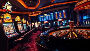 Experience the thrill of NOHULIVE with high-stakes poker and vibrant slot machines in an exciting casino.