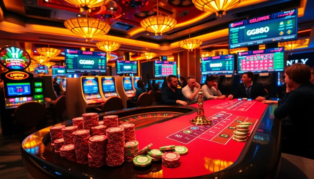 Participants enjoying high-stakes gambling at gg88.work casino, featuring exciting table games and slots.