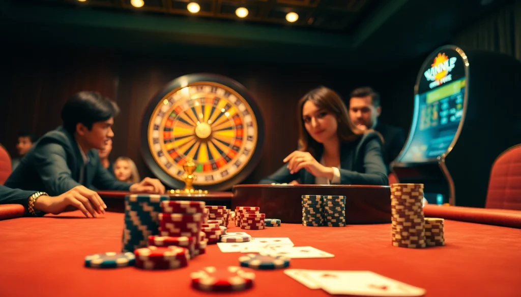 Players at a high-stakes table enjoying the thrill of gambling at fun79 com.