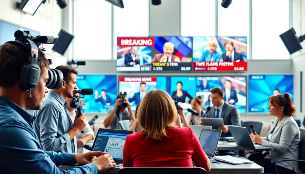 Reporters delivering news as part of Usa Today in a dynamic newsroom environment.
