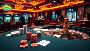 Experience the excitement of Vuabai9 with an elegant casino scene showcasing high-quality cards and vibrant poker chips.