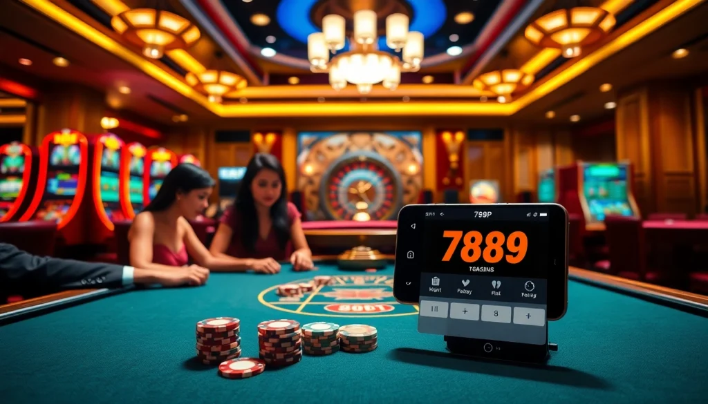 Experience thrilling gameplay at 789P with players engaging around a vibrant casino table filled with excitement.