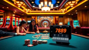 Experience thrilling gameplay at 789P with players engaging around a vibrant casino table filled with excitement.