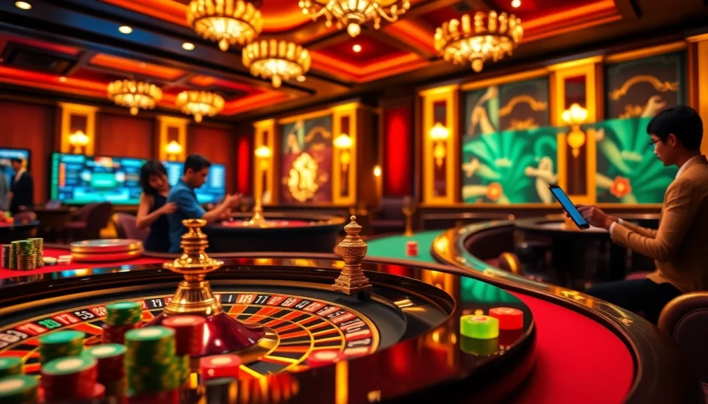 Experience the thrill of đăng nhập 8kbet at a luxurious online casino with vibrant gaming elements.
