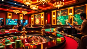 Experience the thrill of đăng nhập 8kbet at a luxurious online casino with vibrant gaming elements.