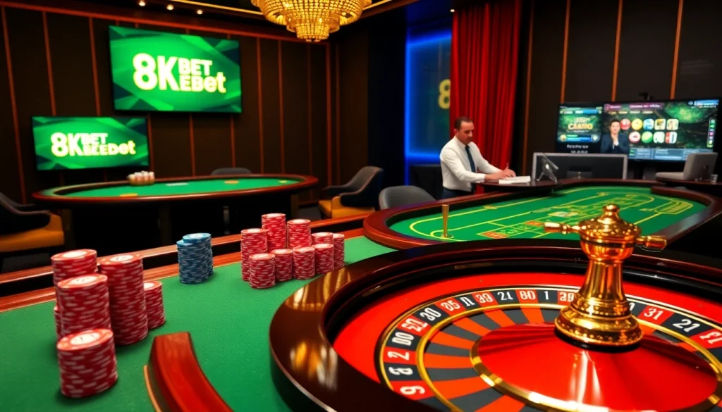 8KBET provides an immersive online gambling experience with luxury casino features and live players.