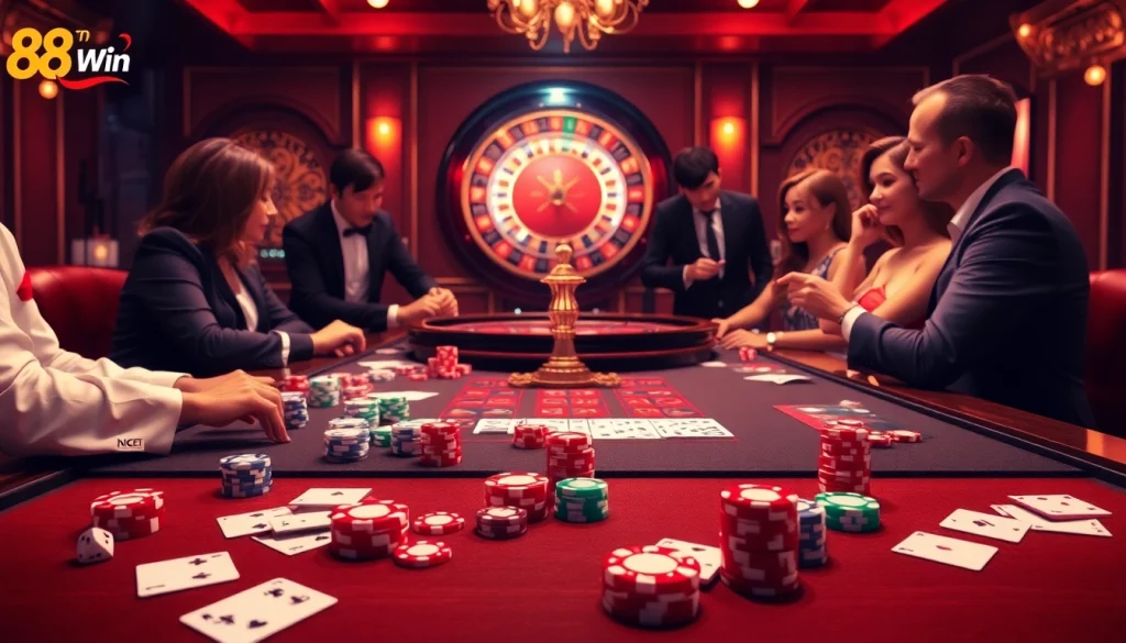 Experience the thrill of 68win sòng bài with vibrant casino tables, colorful chips, and engaging gameplay.