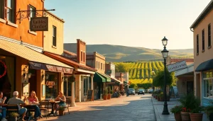 Capture of Clarksburg, CA's lively street scene with local life and historic charm.