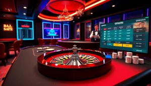 Engaging casino scene with high stakes at the 99WIN gambling table featuring roulette and poker chips.