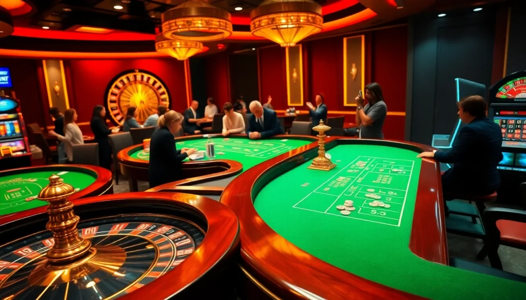 Nonton film indoxxi in a luxury casino scene with players at poker and roulette tables, vibrant colors