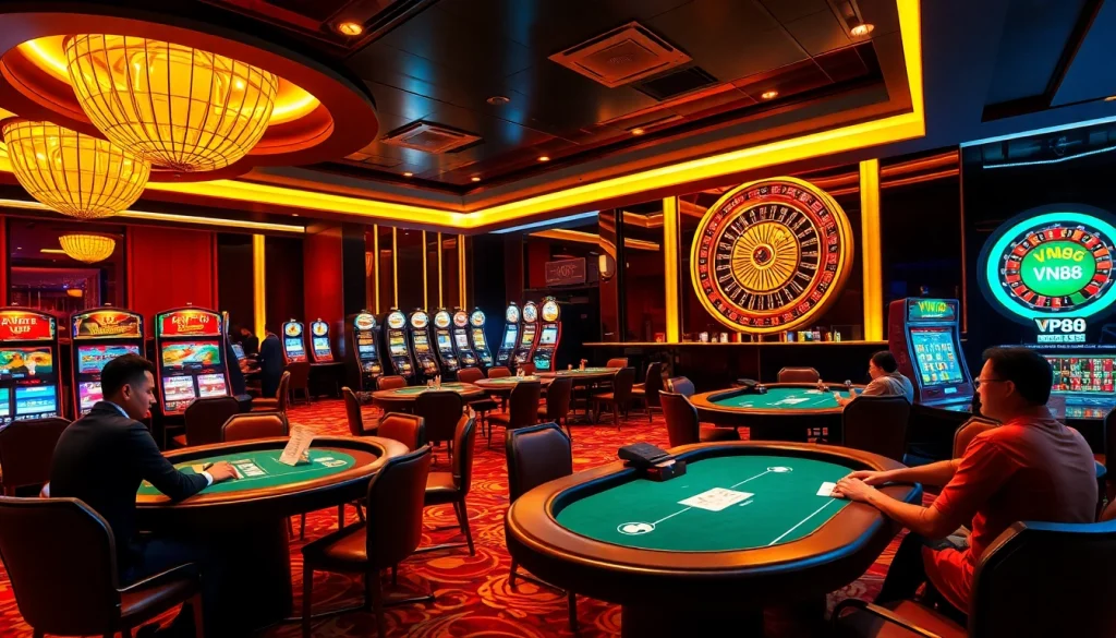Experience the thrill of gambling at VN88 with vibrant casino tables and exciting gameplay.