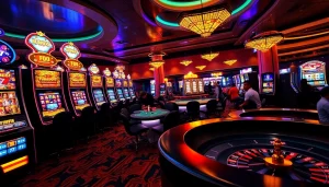 Exciting casino experience showcasing slo365 slot machines and table games for gamblers.