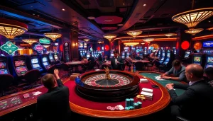 Experience the excitement at b52club .eco with players at casino tables under vibrant lights.