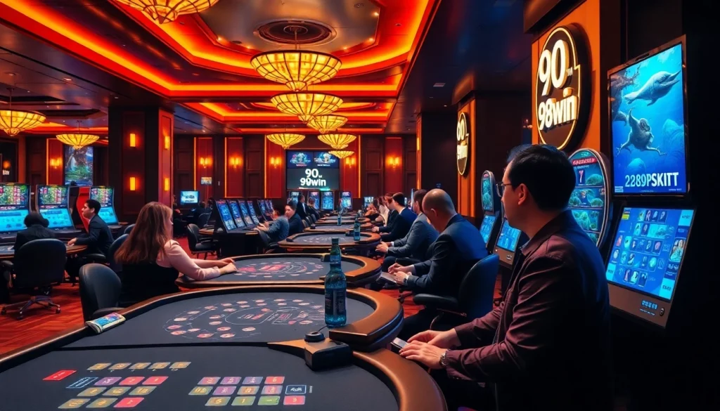 Dynamic casino scene at 98win showcasing live games and player engagement