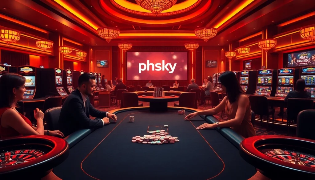 Experience the thrill of gambling at phsky's luxurious casino setting with exciting tables and interactive slots.