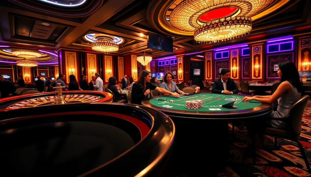 Experience excitement at THABET casino with luxurious tables and vibrant gaming atmosphere.
