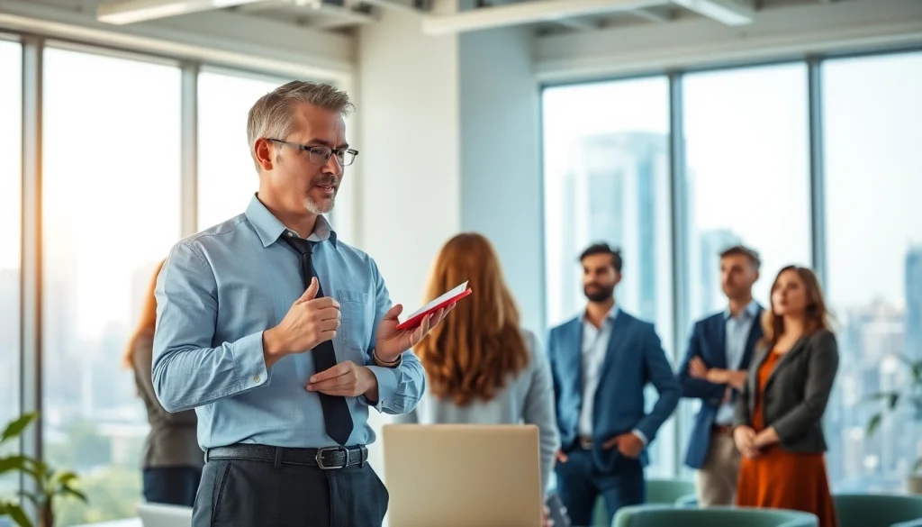 Fornire consulenza marketing a un team professionale in un ambiente di lavoro moderno.