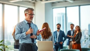Fornire consulenza marketing a un team professionale in un ambiente di lavoro moderno.
