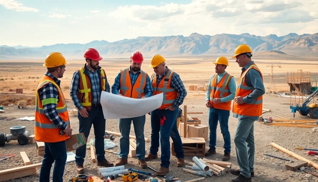 Construction association Wyoming members collaborating at a vibrant building site.