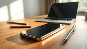 Captura el iPhone 16 Plus en un ambiente profesional, destacando su diseño elegante y moderno.